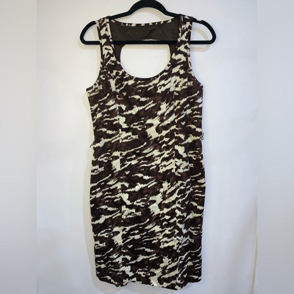 Michael Kors Abstract Print Dress Keyhole Back Sheath Size 8